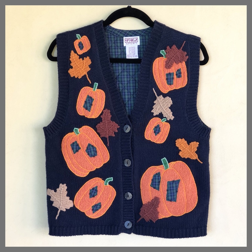 PBJ Thanksgiving Holidays Pumpkin Sweater Vest